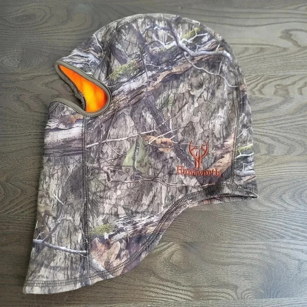 HUNTWORTH FULL FACE MASK HAT HOOD CAMO Orange FLEECE LINED OS H1